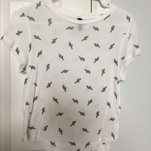 White shirt with cactus designs